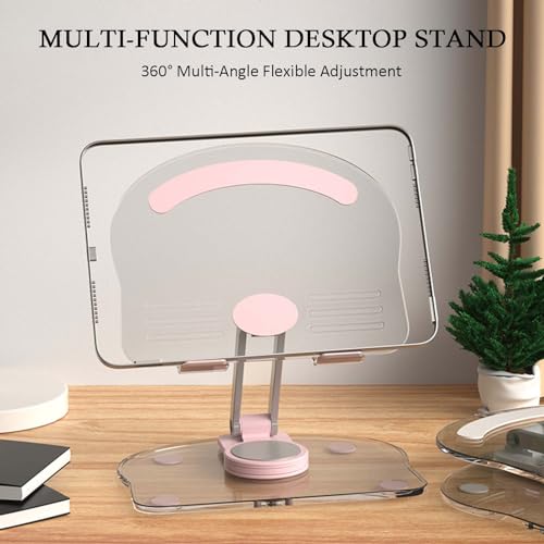 XIYIASUN 360 Degree Rotating Mobile Tablet Stand, Adjustable Tablet Holder-Adjustable Foldable Desktop Table Holder Base,Multi-Angle, Non-Slip Silicone Base,Portable iPad Stand for Desk