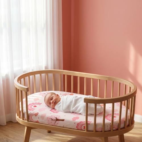 Image of Baby Bassinet Sheets for Baby Boy Girls,4-Pack Fitted Bassinet Sheets Set Compatible with Halo Bassinest Swivel Sleeper,Baby Delight,Angelbliss,32 inchX16 inch (Lion Heart)