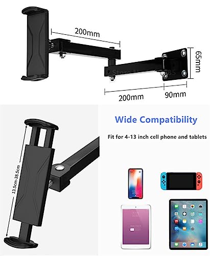 Techzere Wall Mount Tablet Cell Phone Stand Long Arm Stretchable Holder for 4-13 inch Devices