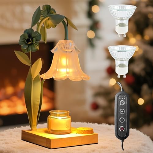Flower Candle Warmer Lamp,Electric Wax Melt Warmer,Vintage Heat Lamps with Timer,Gifts for Mom Christmas Birthday,House Warming Gifts New Home Decor Candle Warming Light