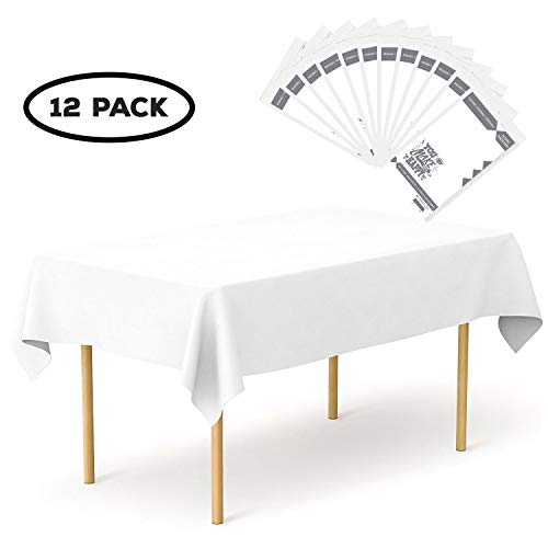 Plastic Tablecloth 12 Pack Disposable Rectangle Table Covers - 54" x 108"