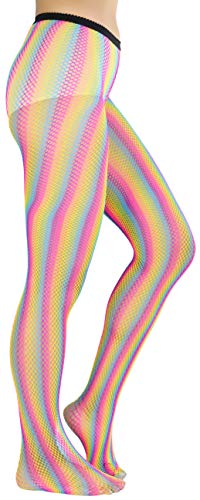 ToBeInStyle Women's Vibrant Rainbow Multicolor Fashion Tights - Fun Novelty Sheer Stockings4