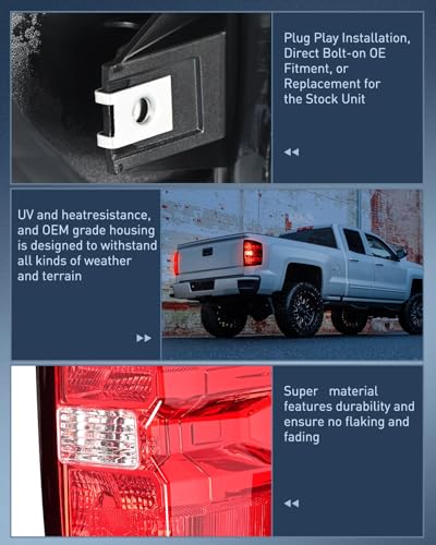 Image of Nilight Taillight Assembly Compatible with 2014 2015 2016 2017 2018 2019 Chevy Silverado 1500 2500HD 3500HD 2015-2019 GMC Sierra 3500HD 2019 Silverado 1500LD OE Style Rear Lamp Passenger Side