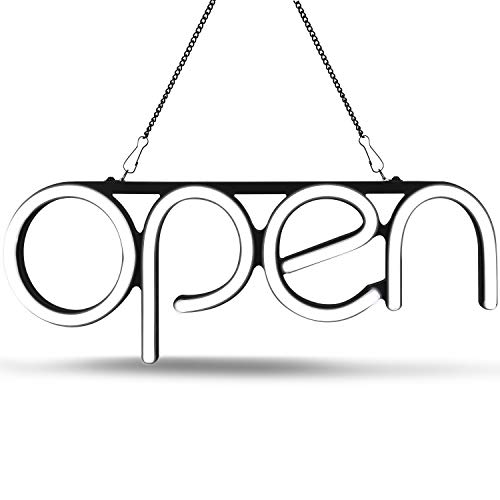 LED Neon Open Sign Light. Perfect to Advertise Storefront, Business, Office, Shop and Restaurant. Ultra Bright White Designer Color. Custom Built, Elegant Window Display
