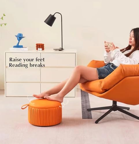 Pouf canapé rond bleu : la solution repose-pieds pour soulager vos jambes - 7