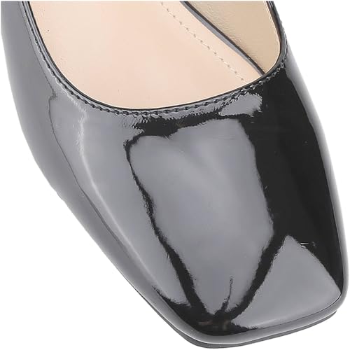 CLOVERLAY Women's Fashionable Mary Jane Chunky Heel Pump Ankle Strap Square Toe High Heel Pumps Mary Jane Spring Summer Vacation Spring Break Easter Shoes4