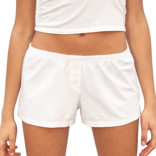 Image of Womens Y2K Pajama Shorts Low Waist Striped Floral Lounge Boxers Pj Bottoms Comfy Sleep Shorts