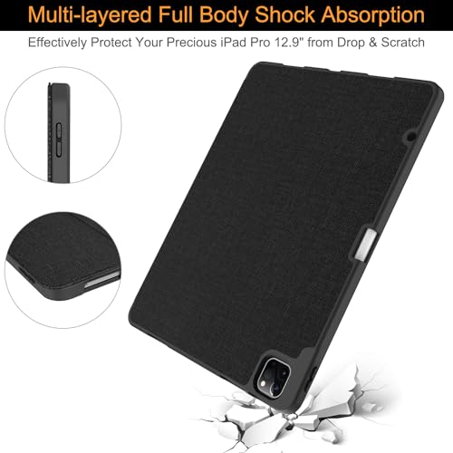 Image of Soke Case for iPad Air 13 Inch M3 /M2(2025 /2024) & iPad Pro 12.9 Inch 6th /5th (2022 /2021) with Pencil Holder - [Full Body Protection + Auto Wake /Sleep],Soft TPU Back Cover, Black