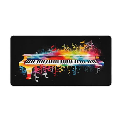 Alfombrilla de escritorio con teclado de piano colorido y base de goma