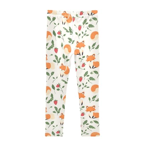 Fox Leaf Strawberry T Girls Leggings Athletic Pants Tights Stretch Bottom2