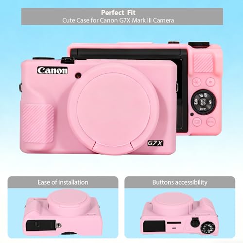 Funda silicona para cámara Canon G7X Mark III rosa miniatura 3