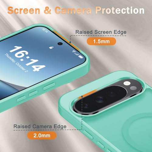 Image of for Google Pixel 10 /10 Pro Case, Matte Magnetic Phone Cover [with 1 Screen Protector] [Support for MagSafe] [Shockproof Military Grade Protection] Translucent Frosted Back, Teal