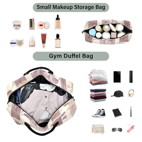 Weekender Bags Travel Duffel Gym Bag Purple Flower Pattern Carry on Overnight Tote Bag with Toiletry Bag for Airplane Travel Trip Gym Yoga4