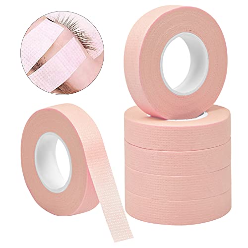 6 válečků řas na řasy, prodloužení řas z mikropore, izolační lepicí páska Lash Tape mikropóry prodyšné řasy pro řasy Lash Extension, 10 yardů Each role (růžová)