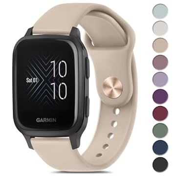 Amzpas Pulseira de relógio Garmin Venu Sq, pulseira esportiva de silicone macio de liberação rápida de 20 mm para smartwatch Garmin Venu Sq/Venu Sq 2/Venu Sq Music/Venu, Milk Tea