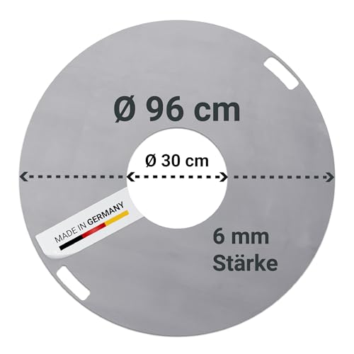FENNEK Feuerplatte Ø 96 cm | Grillring aus 6,0 mm Feinkornstahl | Für Feuertonne, Feuerschale, Fassgrill, Ölfass | Große Öffnung | Made in Germany FENNEK Feuerplatte Ø 96 cm | Grillring aus 6,0 mm Feinkornstahl | Für Feuertonne, Feuerschale, Fassgrill, Ölfass | Große Öffnung | Made in Germany