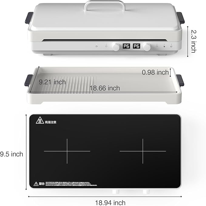 Image of ANHANE Induction Cooktop with Removable Cast Iron Griddle, 1800W Portable 2 Burner Electric Stove,110V Countertop Hot Plate for Indoor Grill,Steak & Pancake,Precision Temp Control,Timer & Child Lock