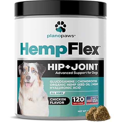 HempFlex - Glucosamine Chondroitin for Dogs - Hemp Oil for Dogs - Safe Dog Joint Supplement for All Breeds - 120 Mobility Hemp Dog Treats - Hip & Joint Support for Dogs - Joint Supplement for Dogs Cover