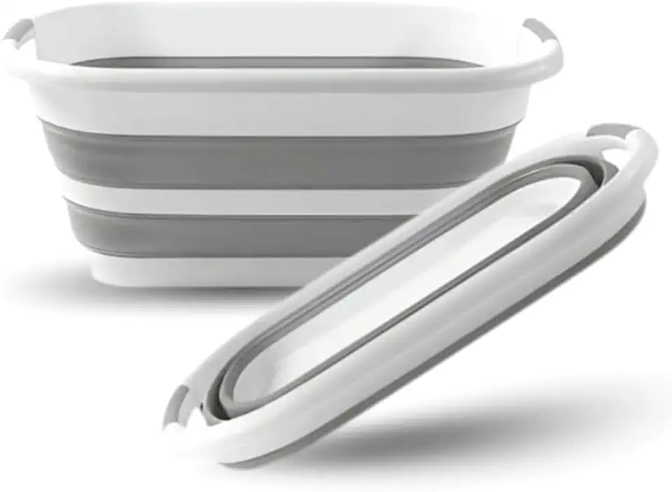 Balde Dobrável de Silicone 15 Litros Retrátil com Alças, Bacia Multiuso para Limpeza, Lavanderia, Organização, Camping e Uso Doméstico
