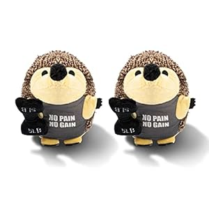 Gym Hedgehog Dog Toy with Plush Dumbbell – Large Chubby Toys For Dogs Chew Fitness 8” (2 Pack, Fitness)