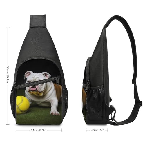 Mochila tipo bandolera con Bulldog y pelota amarilla miniatura 2