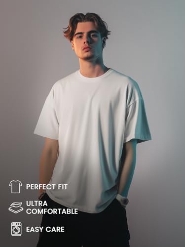Image of Nobero Men's Oversized Graphic T-Shirt for Men | Soft Cotton | Drop Shoulder Relaxed Fit | Printed Casual Tshirt for Men