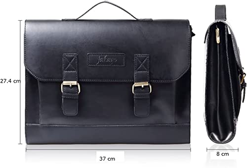 Jakago Leather Messenger Bag Retro Briefcase For 13.3Inch Laptop Premium Waterproof Messenger Satchel Bag For Men/Women Cross Body Bag For Work Business Trip(Black) #TOP2