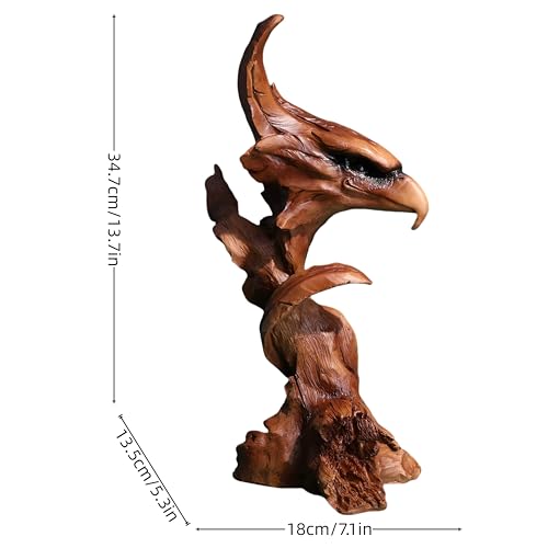 Estatua cabeza de águila en resina marrón 13.7in miniatura 2