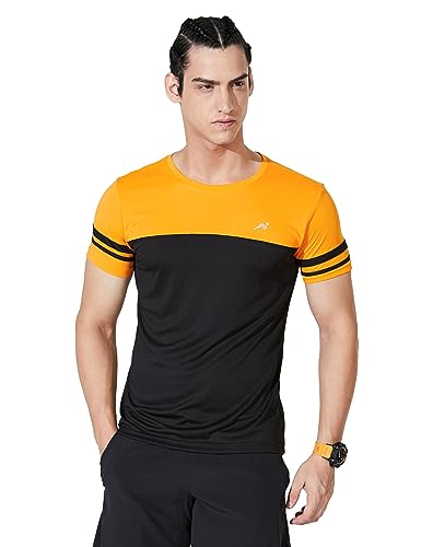 Image of Amazon Brand - Symbol Men's Color Block Active Regular Fit Sports T-Shirt | Round Neck | Half Sleeve (Available in Plus Sizes)
