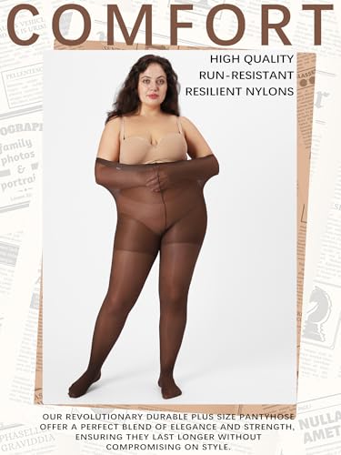 Revolutionary Durable Plus Size Pantyhose, Run Resistant Control Top Sheer Tights for Women with Reinforced Toes3