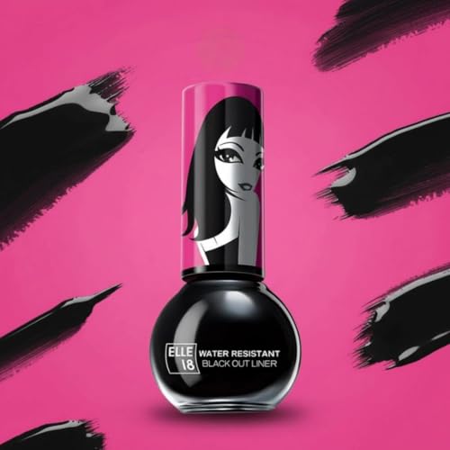 Image of Elle 18 Water Resistant Black Out Eye Liner|| Black|| 5 ml
