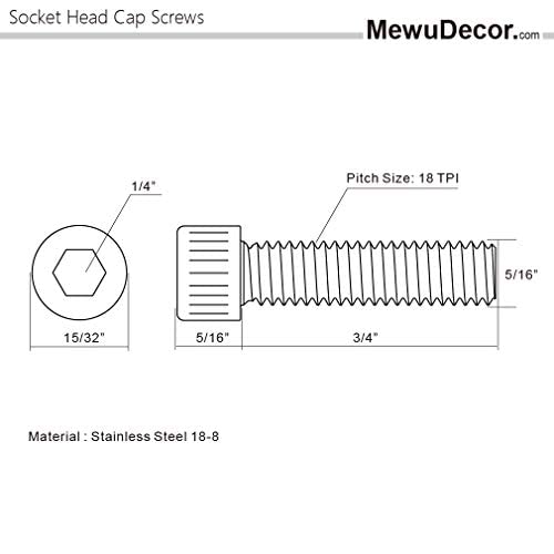 image for MewuDecor 5/16-18 x 3/4