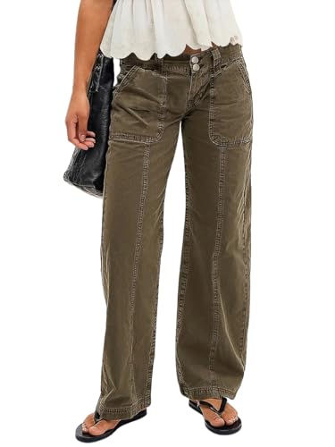Flamingals Straight Leg Mid Waist Solid Stitch Detail Pants with Pocket
