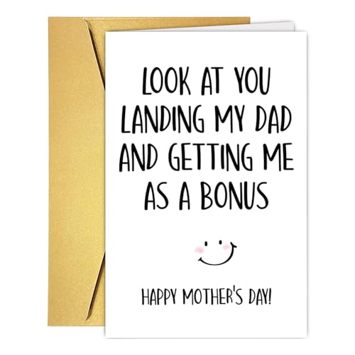 Qamza Funny Happy Mother's Day Card For Stepmom Stepmother, Humorous StepMom Mother's Day...