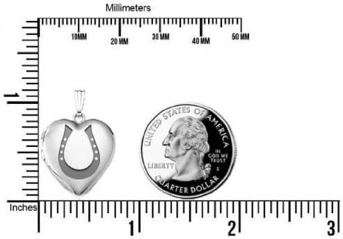 PicturesOnGold.com Sterling Silver Horseshoe Heart Locket 3/4 Inch X 3/4 Inch - Image 2