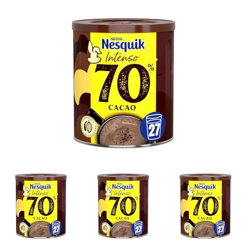 NESTLÉ NESQUIK Intenso 70% Cacao Soluble 300g Lata (Paquete de 4)