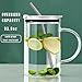 KPMPTVR Glass Water Cup with Handle - 32 oz, Clear Mug with Lid and Straw，Thick Transparent Mug for Coffee, Milk, Juice,Perfect for Office and Live at Home Use