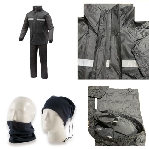 Compatible con Y AMAHA XVS 1900 Midnight Star CFD Mono si llueve L para lluvia viento frío juego kit chaqueta pantalón impermeable exterior nailon cinta ajustes con elástico y botones
