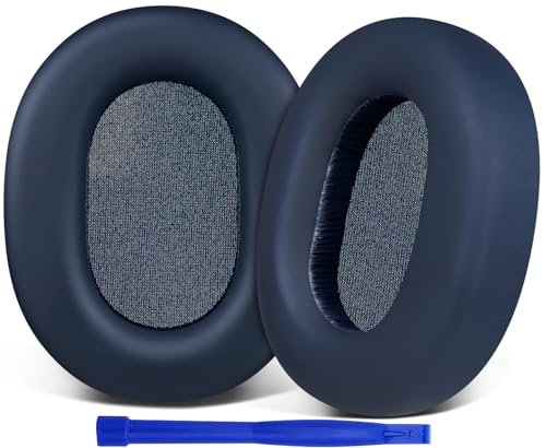 Image of SOULWIT Protein Leather Replacement Earpads for Sony WH-1000XM5 (WH1000XM5) Noise Canceling Headphones, Ear Pads Cushions with Noise Isolation Memory Foam, Added Thickness - Navy Blue