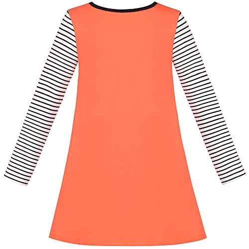 Sunny Fashion Girls Dress Long Sleeve Daisy Flower Striped Casual Cotton2