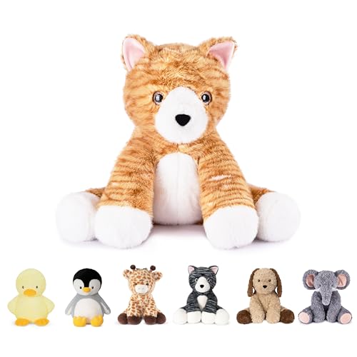 Image of Niuniu Daddy Orange Tabby Weighted Stuffed Animals, Plush Pillow for Kids