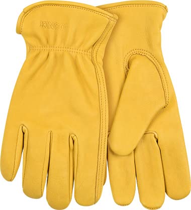 Kinco, 90-M, Premium Grain Deerskin Leather Glove - Durable, Dries Soft, Anti Fatigue Keystone Thumb, Safety Easy-On Cuff, Comfortable Out-Seam Index Finger - for Electrical, Farm, Medium