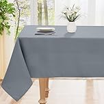 smiry Table Cloth Wipe Clean Rectangular 140x200 cm, Wipeable Water Resistant Polyester Tablecloth, Washable Fabric 6 to 8 Seater Dining Table Cover for Kitchen Indoor Outdoor, Grey