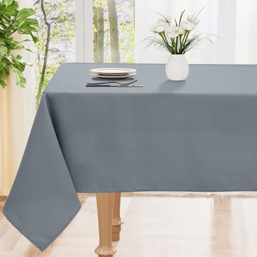 smiry Tischdecke Abwaschbar Rechteckig 100x140cm Tischtuch Polyester Wasserabweisend Lotuseffekt Tischwäsche Schmutzabweisend Abwischbare Tafeldecke für Party Küche, Grau