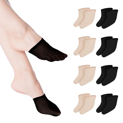 Toe Toppers No Show Liner Half Socks 8Pairs Toe Topper Socks for Women Sock for Mules Seamless Grip Non Slip Hidden Covers for Mules Half Covers Invisible Non Slip Sock for Clogs Footies