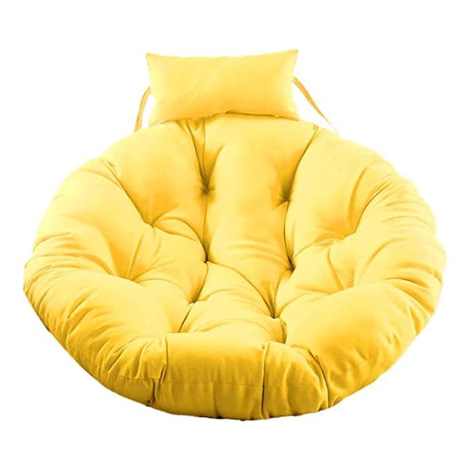 Image of KYNE Microfibre Cushion for Hanging Basket Round Shape Swing Chair Cushions for Outdoor Egg Swing Chair Garden Swing, Seat Padded Pillow Cushion (Yellow)