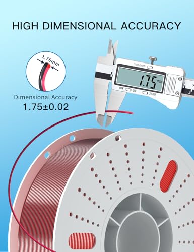 Image of PINBALL Silk PLA 3D Printer Filament 1.75mm, Shiny Silk Dual Color 3D Printing Filament, PLA Filament Dimensional Accuracy + /- 0.02mm, 1 KG Silk Dual Color Black-Red