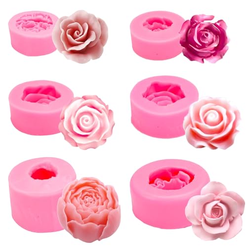 3D Silikonform Blumen, Silikonformen Set, 6 Silikon Blume Formen, Silikonformen Gießformen, Kerzen Formen, Rose Schokolade Formen, Handgemachte Silikon Blume Formen, Schokoladendekoration