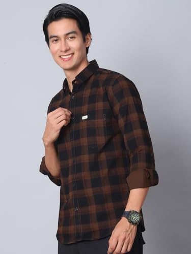 Image of Majestic Man Comfort Cotton Slim Fit Checked Casual Shirt for Men