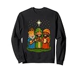 Navidad Día de Reyes Magos Diseño Tradicional con Estrellas Sudadera